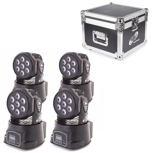 ETEC LED Moving Head 7E Washer 7x10W RGBW 4in1 Set with Flightcase