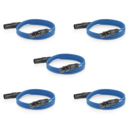 5x ETEC XLR Audio Kabel 1,5m Mikrofonkabel blau